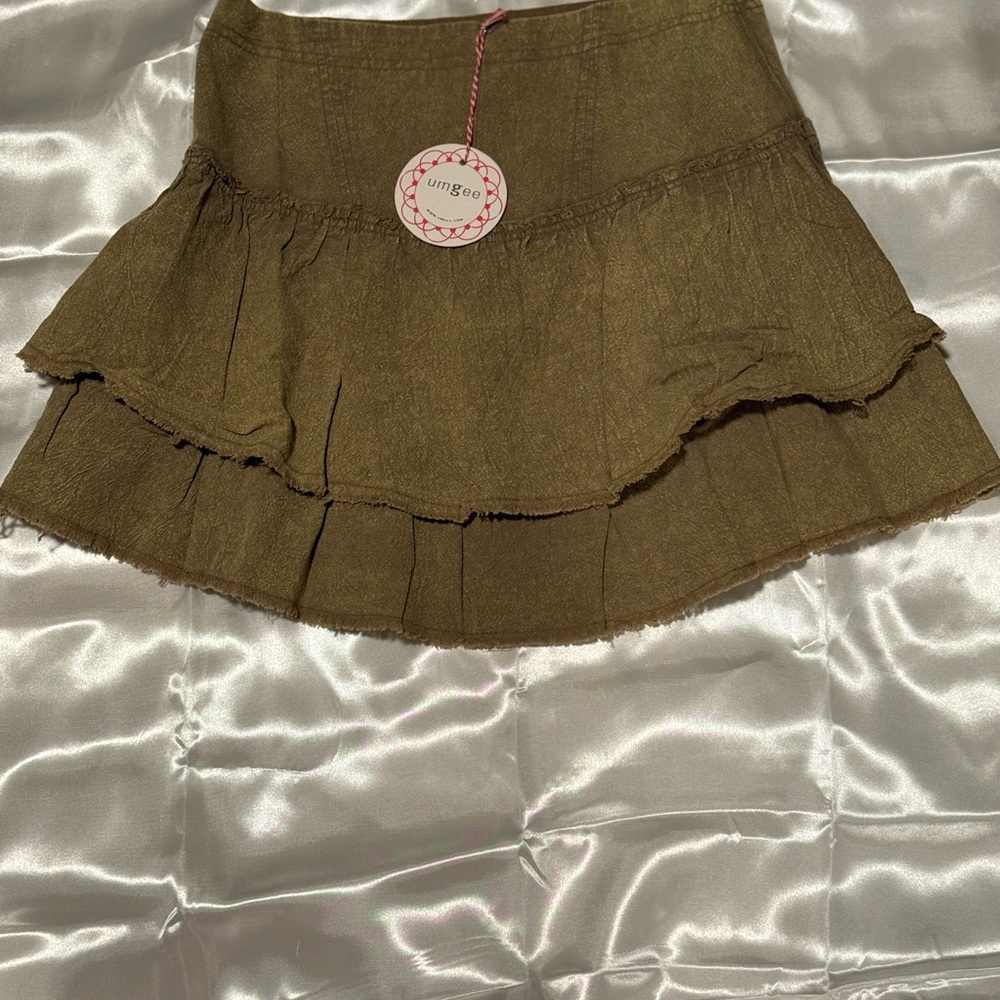 NWT! Umgee Khaki Layered Mini Skirt